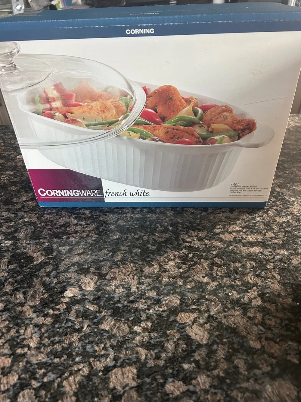 CORNINGWARE FRENCH WHITE 4 QT COVERED OVAL ROASTER/CASSEROLE DISH NWT